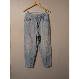 Levis Big E Womens High Loose Taper Jeans Size 30 Light Wash Distressed‎ Stretch